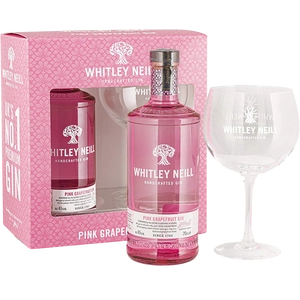 Whitley Neill Pink Grapefruit Gin 43% 700ml + Glass Gift Pack