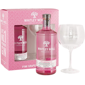 Whitley Neill Pink Grapefruit Gin 43% 700ml + Glass Gift Pack