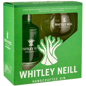 Whitley Neill Aloe & Cucumber Gin 43% 700ml + Glass Gift Pack