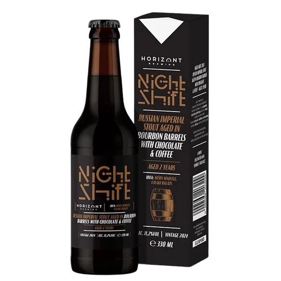 Horizont Night Shift Vintage 2024 Imperial Stout Bourbon csokoládéval és kávéval 11,2% 330ml DRS