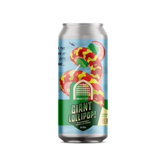 Vault City Giant Raspberry Vanilla Lollipop 8% 440ml