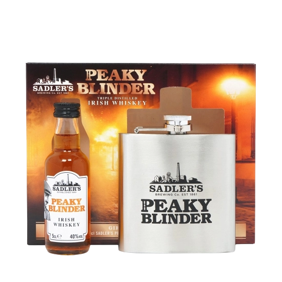 Peaky Blinder Irish Whiskey 40% 5cl + Hipflask Gift Pack